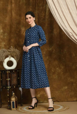 Anmi A-line Kurta For Women Printed Women A-line Kurta(Blue)