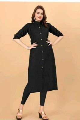 MITESHA Women Printed A-line Kurta(Black)