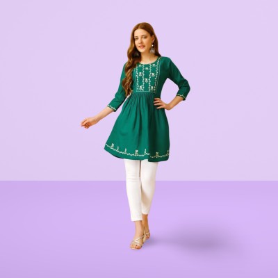 SHIVSHAKTI FASHION Women Embroidered Anarkali Kurta(Green)