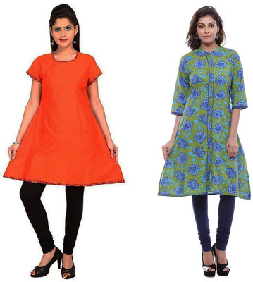 Hrinkar Women Printed A-line Kurta(Multicolor)