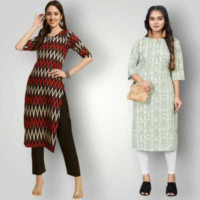 HouseOfCommon Women Self Design, Printed Straight Kurta(Multicolor)