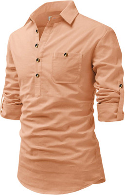 Navkanj Men Solid A-line Kurta(Orange)