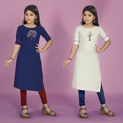 speckless Girls Solid Straight Kurta(Multicolor)