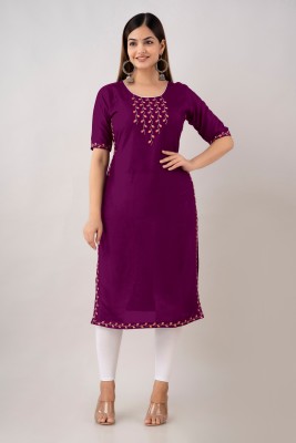 HouseOfCommon Women Embroidered A-line Kurta(Maroon)