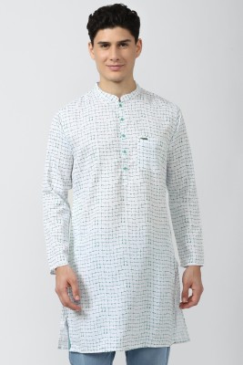 PETER ENGLAND Men Printed Straight Kurta(White)