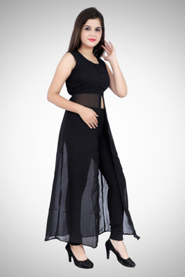 JAIMIT FASHION Women Solid Anarkali Kurta(Black)