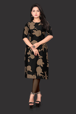 RITOSA Women Printed A-line Kurta(Black)