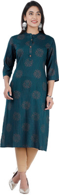 PYARELAL Women Printed A-line Kurta(Green)