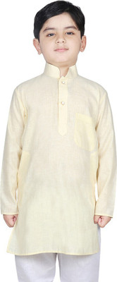SG YUVRAJ Boys Solid Straight Kurta(Yellow)
