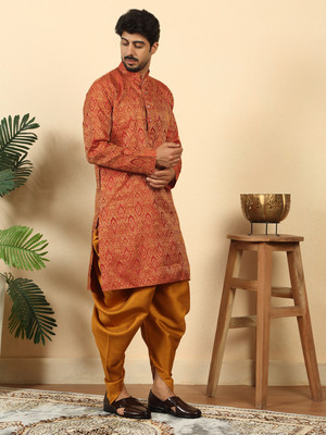 kraft india Men Paisley Straight Kurta(Maroon)