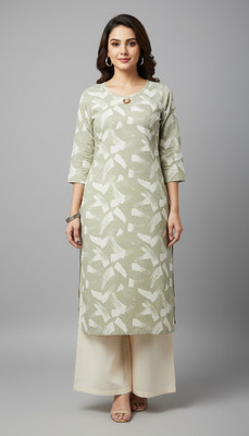 KIVA Women Printed, Floral Print Straight Kurta(Multicolor)