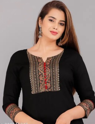 BELLNOW Women Printed A-line Kurta(Black)