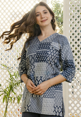 Mialo fashion Women Printed Straight Kurta(Dark Blue)