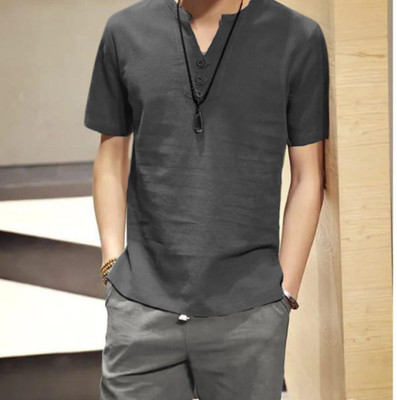 SuperTrend Men Embroidered Straight Kurta(Grey)