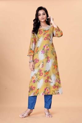 Prabhuvati Fashion Women Floral Print Straight Kurta(Multicolor)