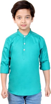 MADE IN THE SHADE Boys Printed Straight Kurta(Light Blue)