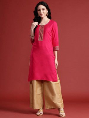 ANOUK Women Printed A-line Kurta(Red)