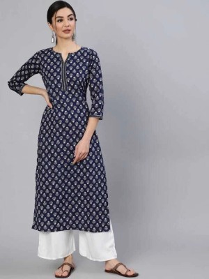 MARKHYA WALA Women Printed Straight Kurta(Blue)