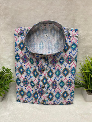 FOXDX Men Embroidered A-line Kurta(Multicolor)
