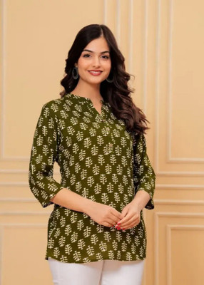 VedaFashions Women Printed Straight Kurta(Light Green)