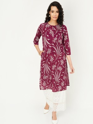 MAX Women Printed Straight Kurta(Purple)