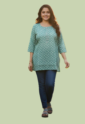 HAMARA NX Women Printed, Abstract Straight Kurta(Light Green)