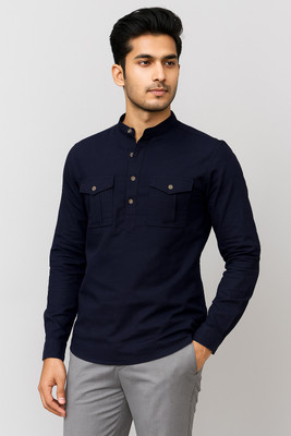 RAREMARK Men Solid Straight Kurta(Dark Blue)