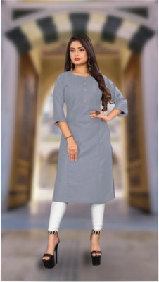 VINDABRITY Women Solid A-line Kurta(Grey)