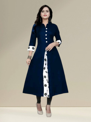 Texpa Creation Women Embroidered A-line Kurta(Blue)