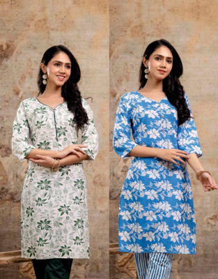 Subhan Textiles Women Floral Print A-line Kurta(Multicolor)