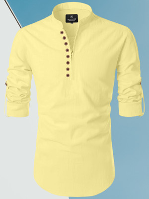 SOPANI Men Solid Straight Kurta(Yellow)