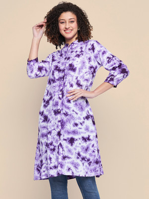 all about you Women Dyed/Ombre A-line Kurta(Purple)