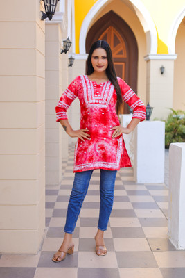Anmi Embroidered Women A-line Kurta(Pink)