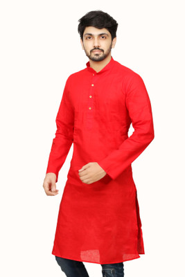 Dolphin Miles Men Solid Straight Kurta(Red)