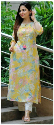 OS TEXTILE Women Floral Print A-line Kurta(Multicolor)