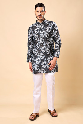 Ashak fashions Men Printed Straight Kurta(Black)