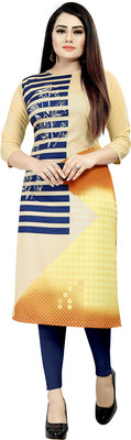 tanvi creation Women Printed Straight Kurta(Blue, Orange, Beige, Yellow)