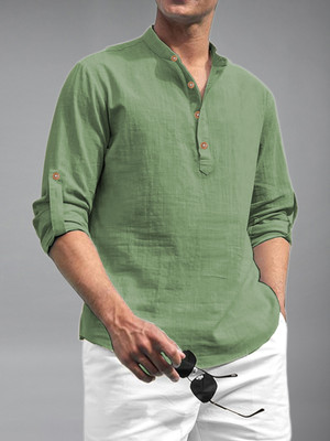 BHUVIKOO Men Solid A-line Kurta(Light Green)