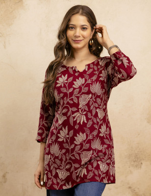 Mialo fashion Women Printed Straight Kurta(Maroon)
