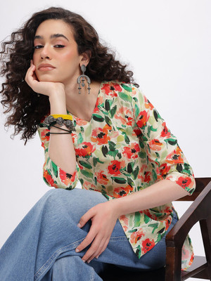 Anouk Rustic Women Printed Straight Kurta(Multicolor)