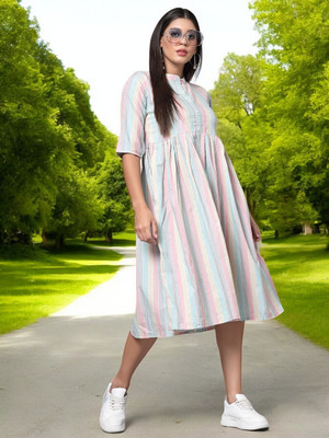 Texpa Creation Women Striped A-line Kurta(Multicolor)