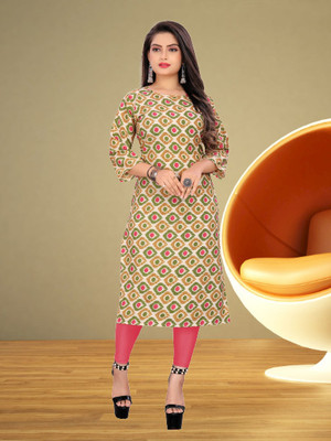 SHLOCK CREATION HUB Women Printed Straight Kurta(Green)