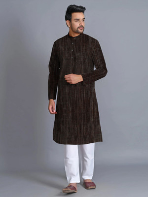 ARFIYA COLLECTION Men Self Design Straight Kurta(Brown)