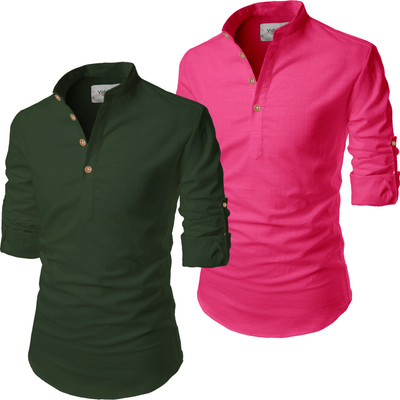 Univibe Men Solid Straight Kurta(Dark Green)