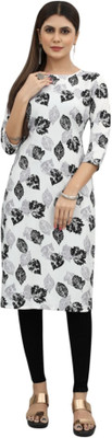HouseOfCommon Women Printed Straight Kurta(Black)