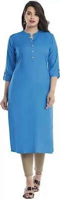 CHENGANAKKATTIL SHAIJAL Women Solid Straight Kurta(Blue)