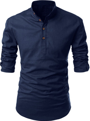 Sedum Sestri Men Solid Straight Kurta(Blue)