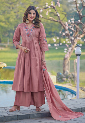 Kodila Enterprise Women Embroidered Anarkali Kurta(Pink)
