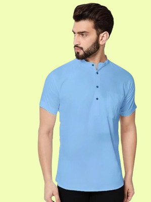 Super Westan Men Solid Straight Kurta(Light Blue)