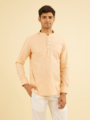 MANYAVAR Men Solid Straight Kurta(Pink)